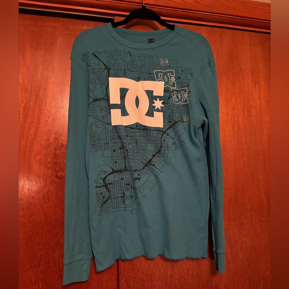 DC Blue Waffle Graphic Long Sleeve Tee